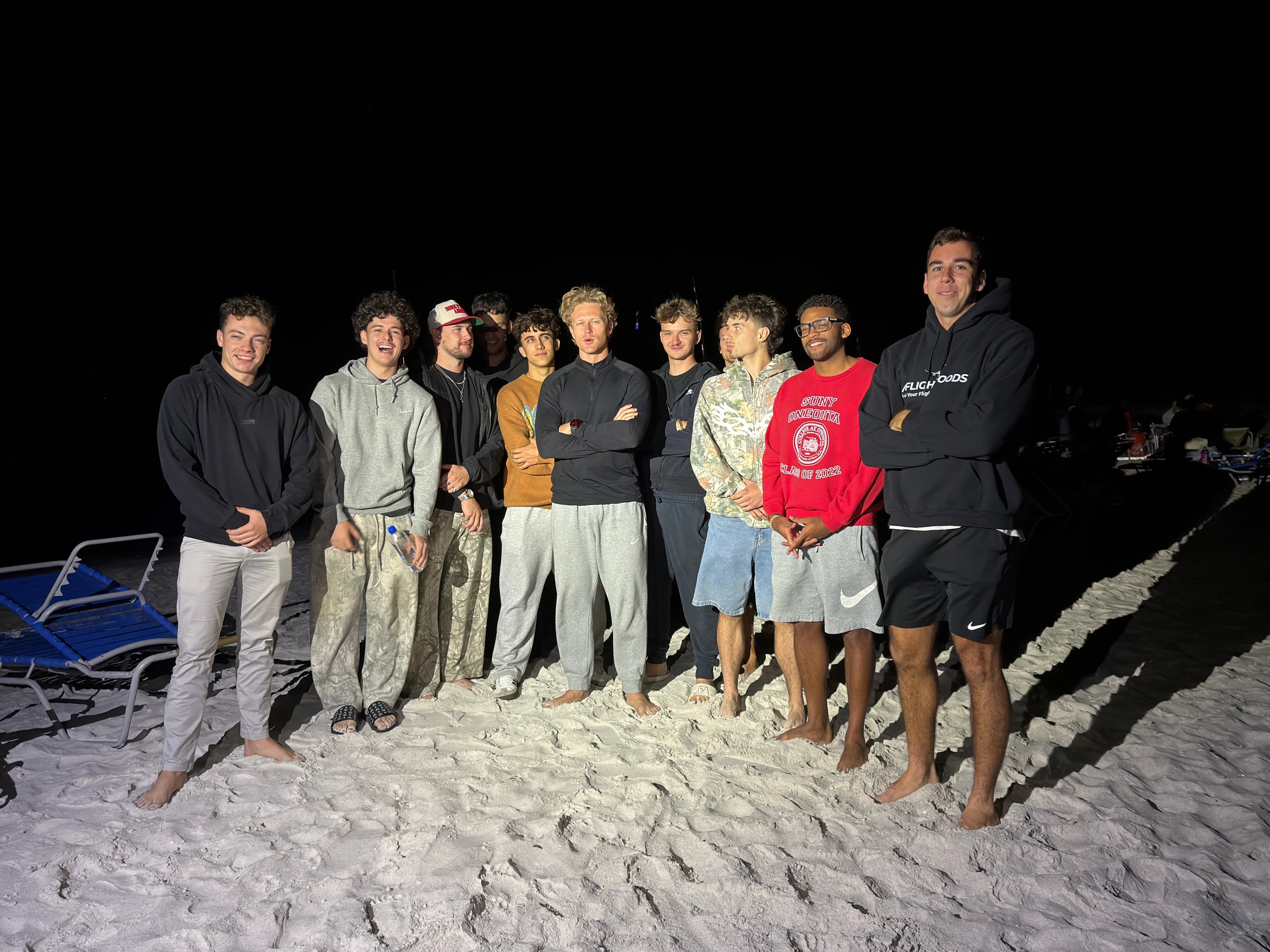 The community together on the beach